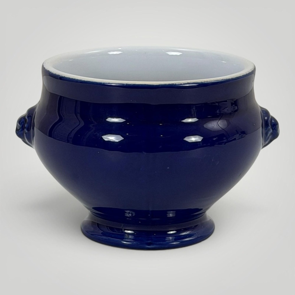 Emile Henry Lion Head French Onion Soup Bowl Blue Stoneware France‎